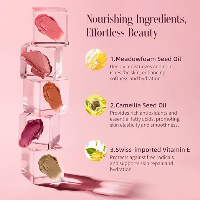 Multi-Use Makeup Cream Blush Stick, Unidollss 3-in-1 Buildable Powder Blush Stick for Cheeks, Eyes, and Lips, Hydrating formula, All day wear, Easy Application with Thumb Puff Included (04 FLIRT)