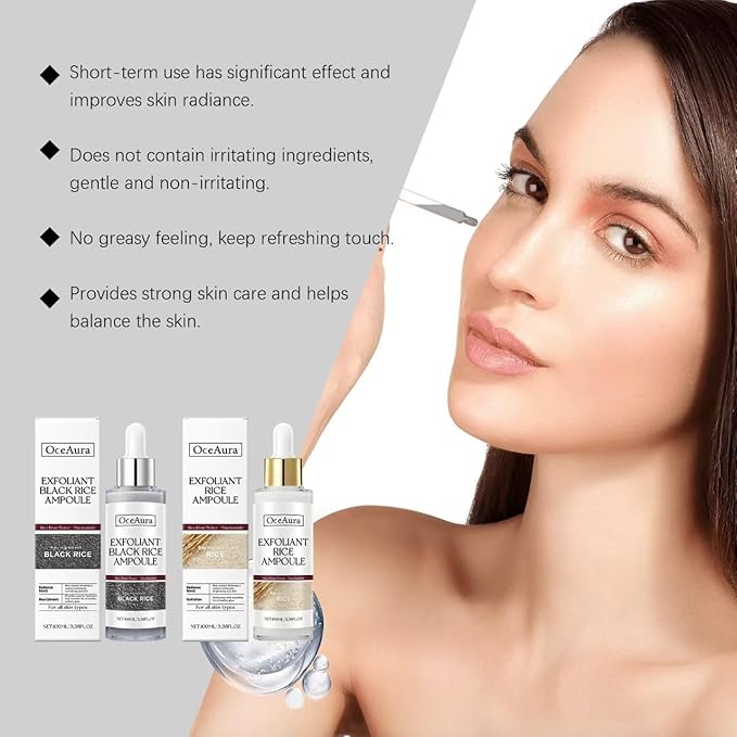 2PCS Black and White Rice Peeling, New Soft Rice Exfoliating Face and Body, Black and White Rice Exfoliant for All Skin Types, Gentle Peel & Deep Hydration - (White+Black)