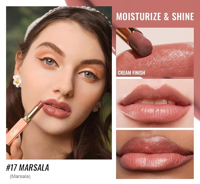 Oulac Shine Red Lipstick for Women, 2 in 1 Glossy Light Red Tinted Lip Balm, Hydrating Lipstick for Dry Lips, Moisture Shine Juicy Finish Vegan 2.2g/0.07oz (17)