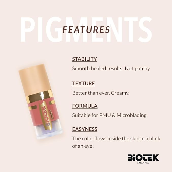 Biotek Lip Pigment for Permanent Makeup - Light Brown Color for Lip - Made in Italy - Romantic 0,24 fl.oz.