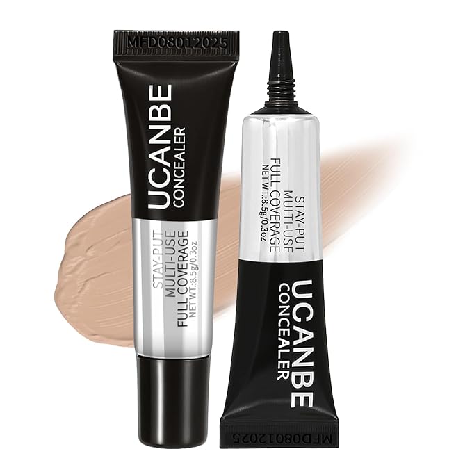 UCANBE Stay-Put Full Coverage Concealer, Long-Wear Waterproof, Under Eye Brightener Concealer, Color Corrector for Dark Circles, Acne, Blemishes, Redness Color Correcting Cream (04 LIGHT SAND)