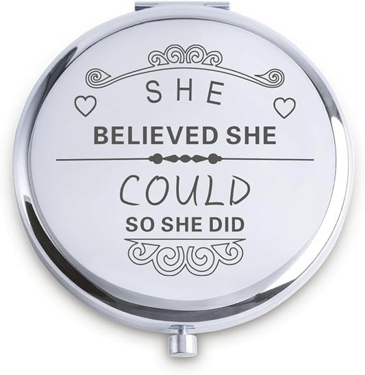 Personalized Gifts for Women Girls, Inspirational Compact Mirrors, 2025 Graduation Gifts for Her, Unique Mothers Day Birthday Gifts for Mom Sister Wife Daughter Niece, Friendship Gifts for Friends