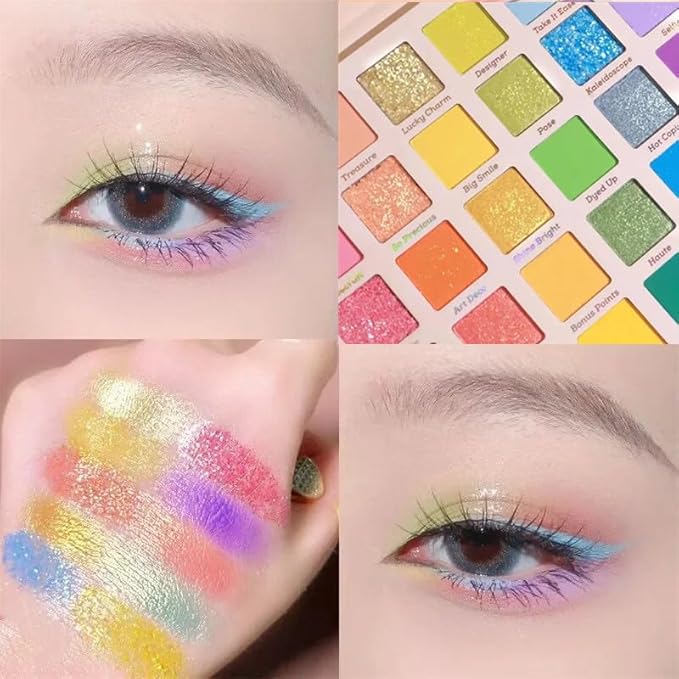 30 Color Rainbow Eyeshadow Palette - Highly Pigmented Mattes, Glitter & Shimmers - Blendable, Long Lasting & Waterproof - Professional Makeup Palette Gift Set