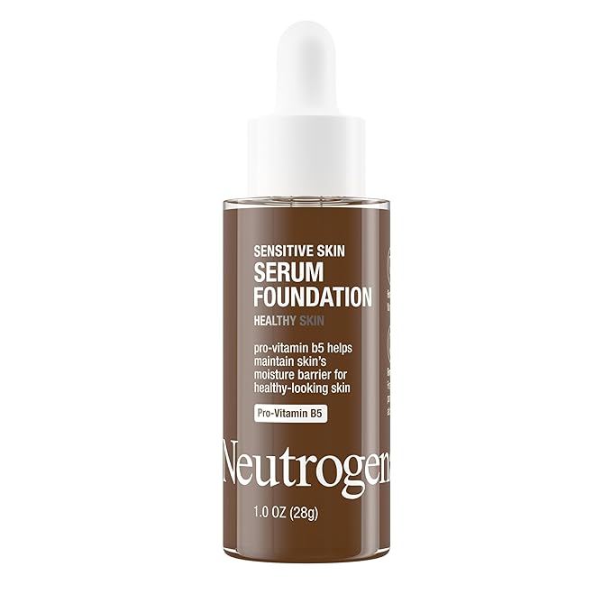 Neutrogena Healthy Skin Sensitive Skin Serum Foundation with Pro-Vitamin B5, Color Correcting & Pore Minimizing Liquid Foundation & Face Serum, Buildable Coverage, Deep 03, 1 oz