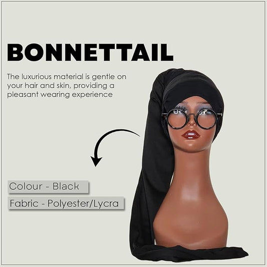 Bonnetail for Women, Long Bonnet for Ponytails, Hair Care, Bonnetail for Sleeping with Ear Slots