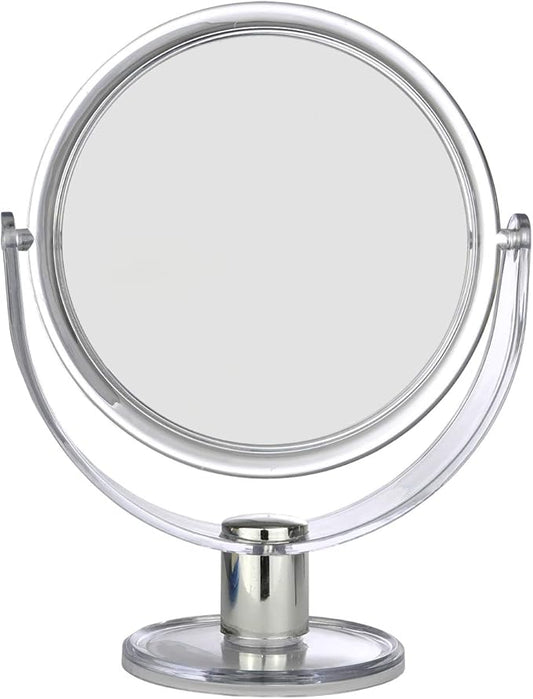 BNYD Vanity Makeup Mirror with Stand – Double Sided 1X/2X Magnification, 360° Swivel Desk Mirror, Portable Tabletop Magnifying Mirror for Bathroom, Bedroom, or Travel