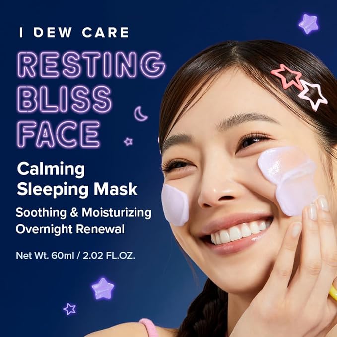 I DEW CARE Night Sleeping Mask - Resting Bliss Face | Calming Overnight Mask for Soothing & Balanced Skin, Korean Skincare for a Calm, Radiant Complexion, 2.02 FL Oz (60 ml)