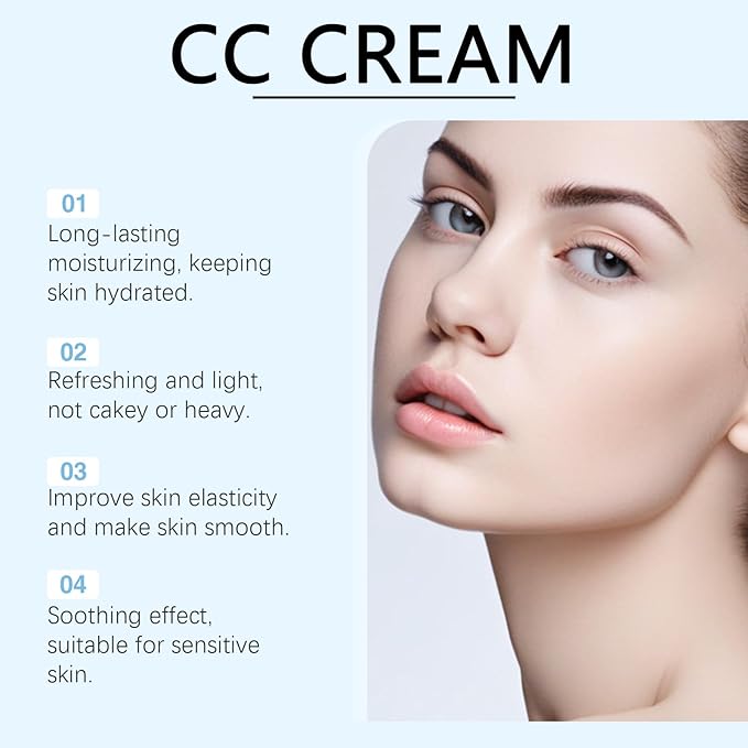 Cc Cream for Older Women, Cc Cream Liquid Foundation, Moisturizing, Non-sticky, 1.8 fl oz/30ml(Ivory White, S)