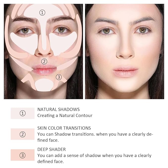 Matte Shimmer Highlight Bronzer Powder Palette with Mirror for Face Cheek Contour Brightening,Buildable Coverage Natural Makeup,Ultra Sculpt Nose Shadow (Matte white brighten brige with mirror)