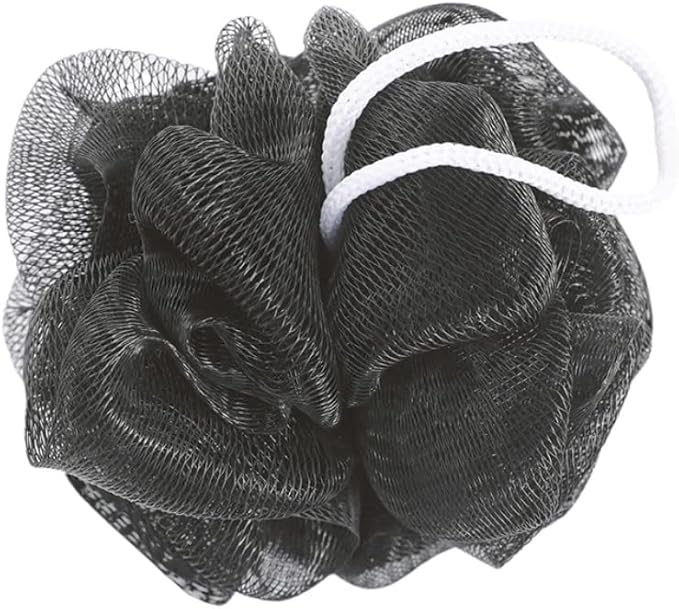 Baul Service and Supply -Loofah Bath & Shower Sponge- Back & Body Soft Mesh Exfoliating Scrubber Used for All Skin Types [Unisex Adults/Unisex Kids] (Black)