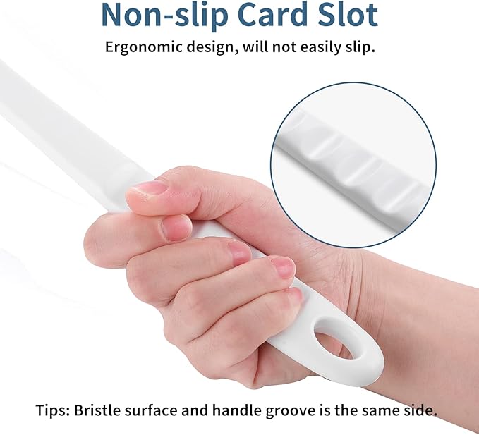 2-in-1 Silicone Body Brush with Detachable Long Handle, Double-Sided Back Scrubber for Bath with Hook, Rich Foam for Deep Cleansing and Exfoliating(Blue/Round)