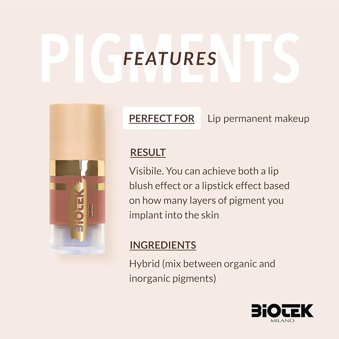 Biotek Lip Pigment for Permanent Makeup - Brownish Color for Lip - Made in Italy - Glace 0,24 fl.oz.