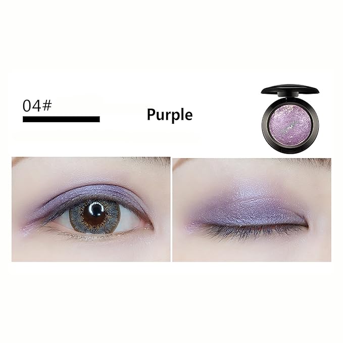 Mallofusa Single Color Baked Eye Shadow Powder Palette in Shimmer 15 Metallic Colors Optional (Rose Purple)