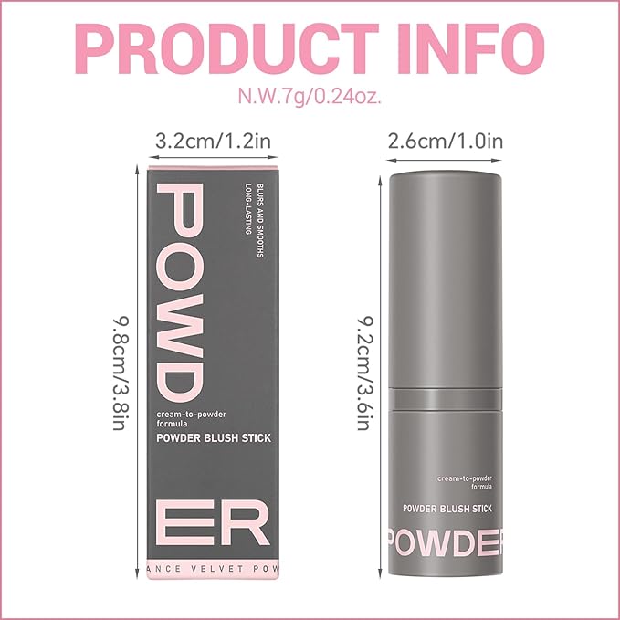 Erinde Blush Stick for Cheeks, Cream to Powder Blush Stick, Matte Blendable Buildable Color, Built-In Silicone Blush Brush, Cream Blush Stick for Cheek, Eyes & Lips, Vegan & Cruelty Free, 05