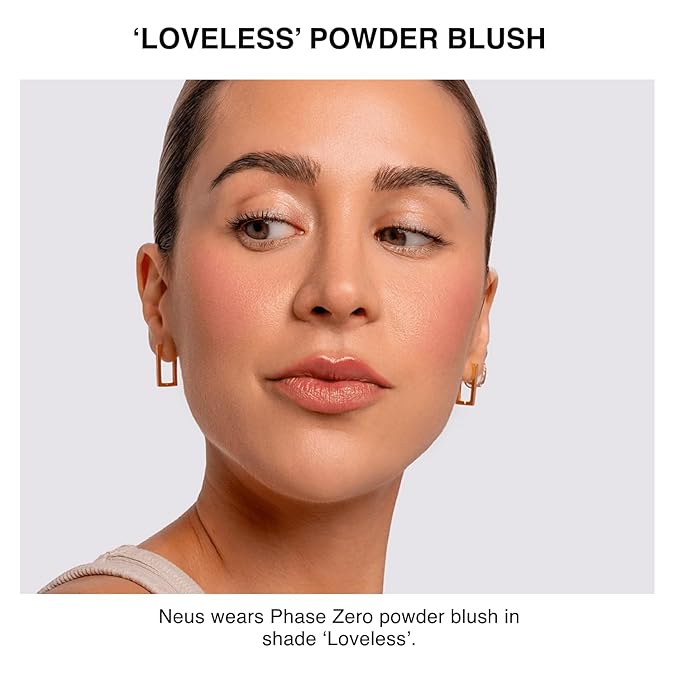 Phase Zero Makeup Powder Blusher - "Loveless" - 4g / 0.141 oz - Full Coverage, Natural Blush - Soft, Buildable Pink, Coral, Peach & Golden Hues - Matte & Shimmering Shades Gives Cheeks a Radiant Glow