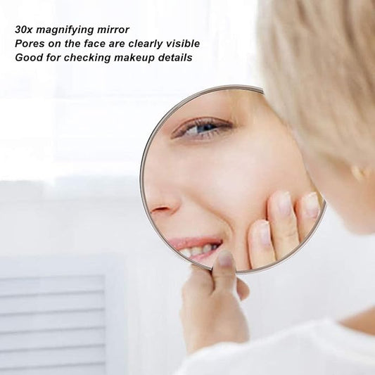30X Magnifying Mirror, 6 Round Makeup Mirror, Wall Mounted Compact Mirror, 3 Suction Cups Magnifier Travel Essential, Use for Facial Makeup Cosmetic Absorption Shaving (Gold)