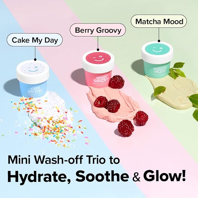 I DEW CARE Wash Off Face Mask Skincare Gift Set - Mini Scoops | Facial Masks, Matcha, Korean Skincare, Pore Cleansing Mask, Cruelty-Free, Travel Size, Mini Set, Stocking Stuffers, Teen Girl Gift Set