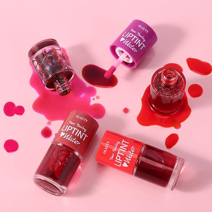 Water Lip Tint Red Grapefruit/Grape,korean Lip Tint Stain Natural Moisturizing& Non-sticky,Lip/Eye/Cheek 3 in 1 Lip Gloss，Smudge-proof & Lightweight,Vivid Color