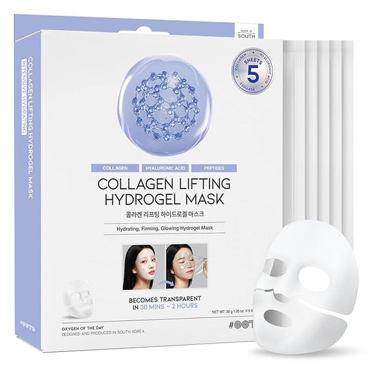 #OOTD Collagen, Hyaluronic Acid & Peptides for Elasticity, Hydration, and Firming. Lifting Hydrogel Sheet Mask - Face Mask (5pcs)