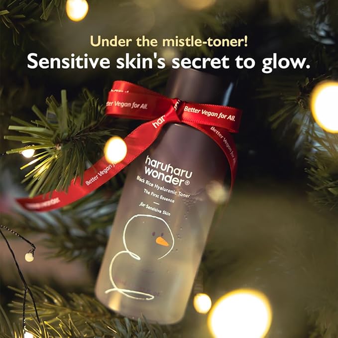 haruharu Wonder Black Rice Hyaluronic Toner for Sensitive Skin, Alcohol-Fragrance Free, Soothing, Hydrating, Holiday Stocking Stuffers, Glass Skin, Korean Skin Care, 10.1 fl.oz (Christmas Edition)