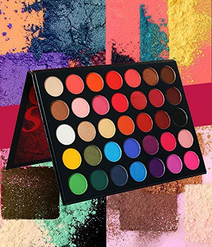 35 Color Studio Eyeshadow Palette for Halloween Makeup, Pop Makeup Inner Artist Matte Shimmer Luminous Velvet Texture Pressed Colors Powder Creamy Eye Shadow Blendable Natural Makeup Palette