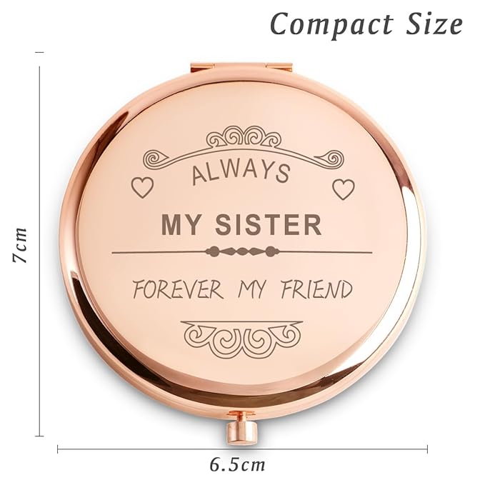 Friendship Gifts for Women Girls, Personalized Compact Mirror, Mothers Day Birthday for Gifts for Female Friends Bestie Bestfriend, 2025 Graduation Gifts for Her Middle High School College