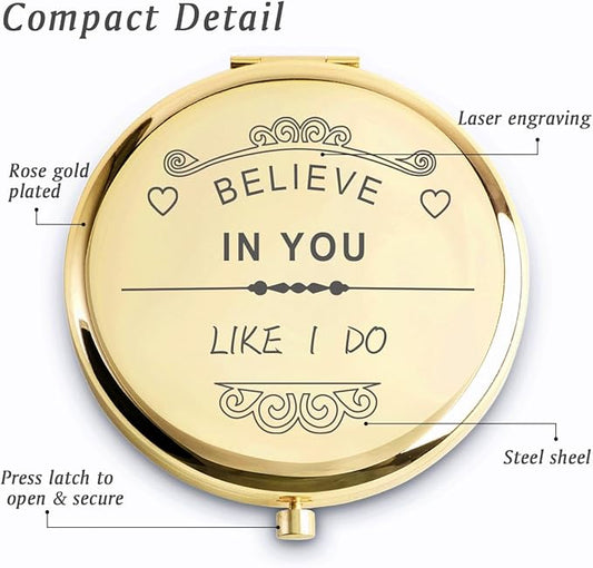 Personalized Gifts for Women Girls, Inspirational Compact Mirrors, 2025 Graduation Gifts for Her, Unique Mothers Day Birthday Gifts for Mom Sister Wife Daughter Niece, Friendship Gifts for Friends