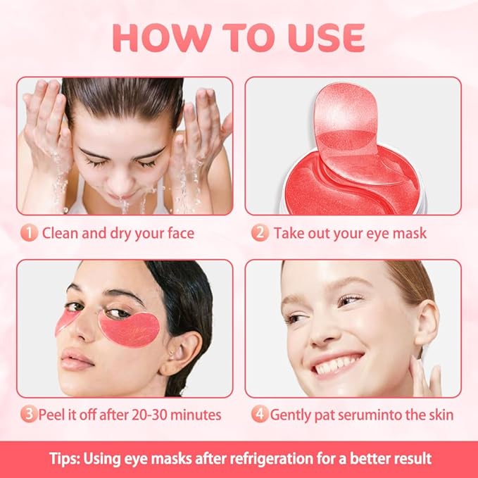 AMY'S DIARY 24K Gold Eye Mask Under Eye Patches (30 Pairs)- Puffy Eyes & Dark Circles Treatments,Reduce Under Eye Bags and Smooth Wrinkles,Eye Skin Care Pads With Collagen (Apple)