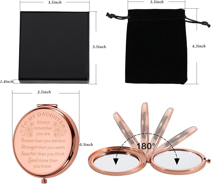 Back to School Gifts for Girls Birthday Gifts for Daughter from Mom Dad Inspirational Compact Mirror First Day of School 2025 Graduation Gift for Her Teens First Communion Confirmation Baptism