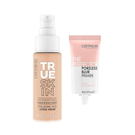 Catrice | True Skin Foundation 04 & The Perfector Poreless Blur Primer Bundle | Full Coverage Makeup | Vegan & Cruelty Free