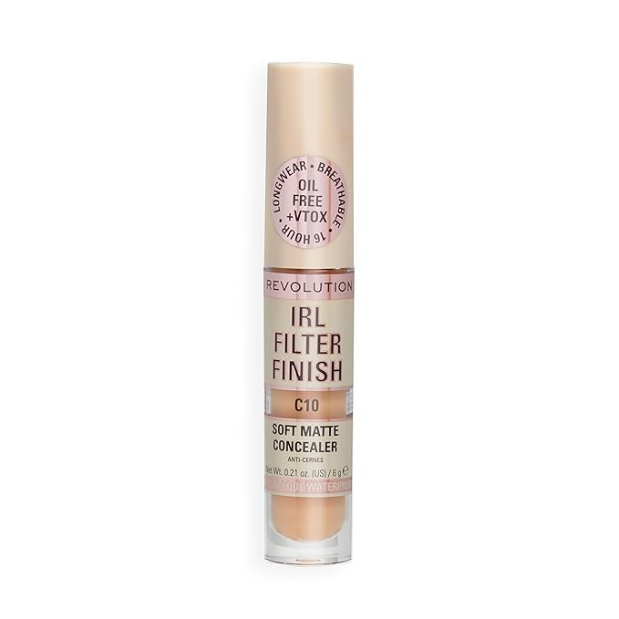 Revolution, IRL Filter Finish Concealer, Full Coverage, Oil-Free, Long-Lasting & Lightweight Formula, Infused with Hyaluronic Acid, Vegan & Cruelty-Free, C10, 0.21 oz