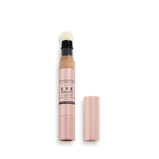 Makeup Revolution Eye Bright Concealer, Buildable Coverage, Dewy Finish, Tan, 3ml