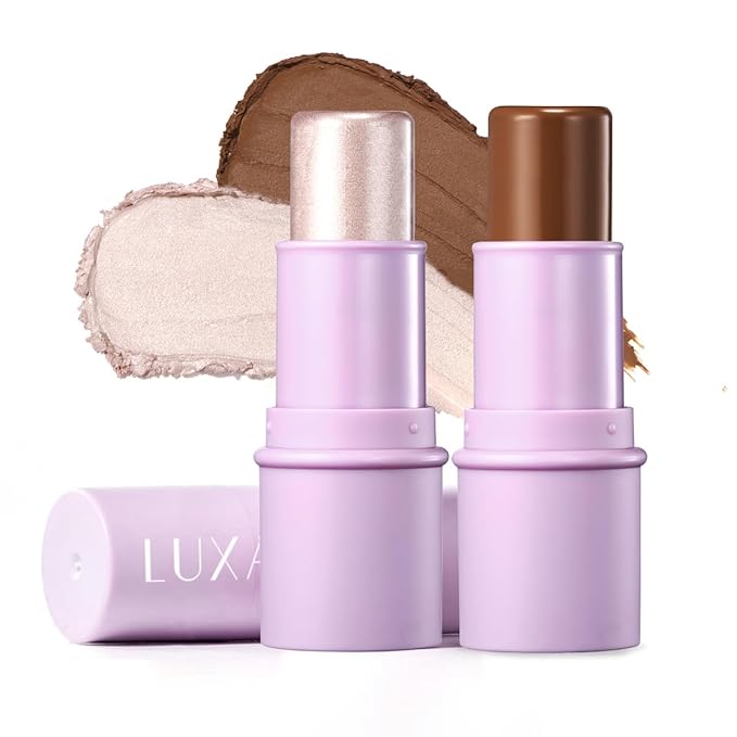 2Pcs Highlighter Bronzer Makeup Stick, Face Makeup Sticks for Cheeks