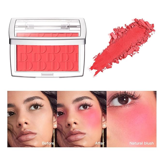 Blush Powder Palette, Multi-Use Matte Makeup Blush Palette for Cheeks, Eyes, Long-Lasting, Natural Look, Complements All Skin Tones, Vegan, High Pigmented (Cherry, Normal)