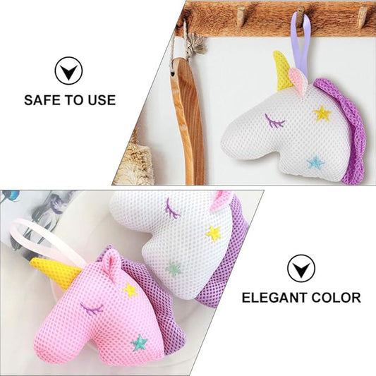 2pcs Unicorn Bath Mesh Balls Exfoliating Shower Sponge for Adults Cartoon Design White Pink Material Gentle Massage Deep Cleansing