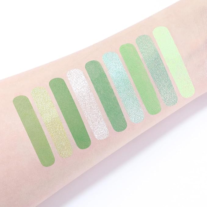 9 Colors Eyeshadow Palette Makeup,Eyeshadow Palette for Green Eyes,Blendable matte and shimmer,9 Green Eye Makeup