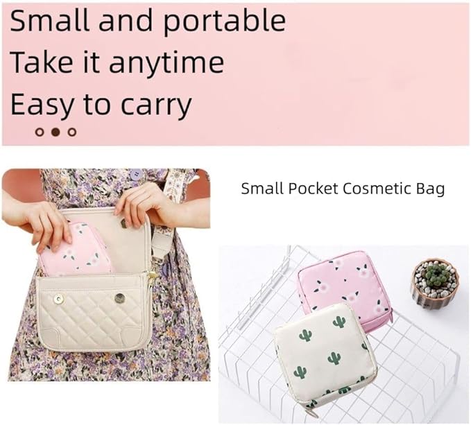 2PCS Mini Makeup Bag,Cute Pocket Cosmetic Bag,Portable Small Make Up Bags for Women,Travel Cosmetic Bag Small Makeup Pouch,Mini storage bag for Sanitary pad,coin,lipstick,jewelry