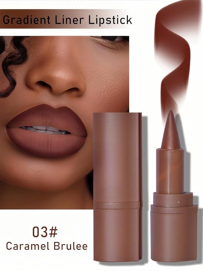 MAEPEOR 2 in 1 Creamy Lip Liner 8 Colors Matte Nude Dark Brown Lipliner High Pigmented Long lasting Gradient Lip Liner and Lipstick Lip Combo (03 Caramel Brulee)