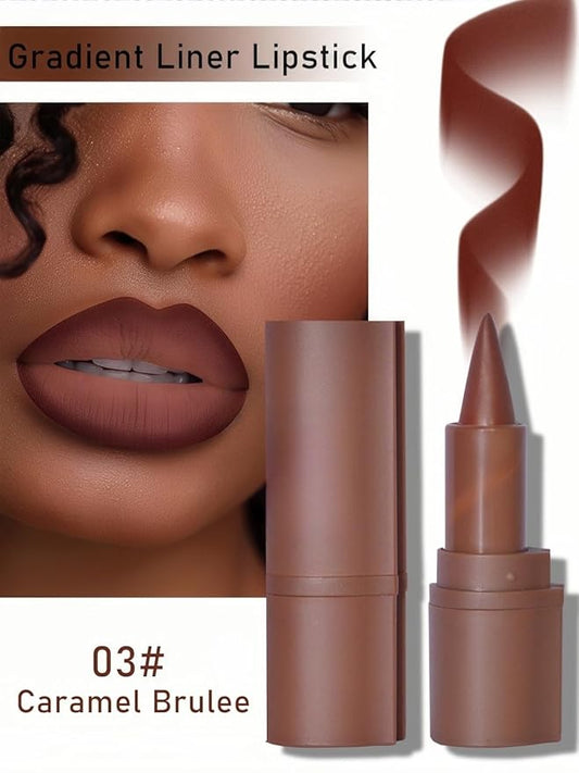 MAEPEOR 2 in 1 Creamy Lip Liner 8 Colors Matte Nude Dark Brown Lipliner High Pigmented Long lasting Gradient Lip Liner and Lipstick Lip Combo (03 Caramel Brulee)