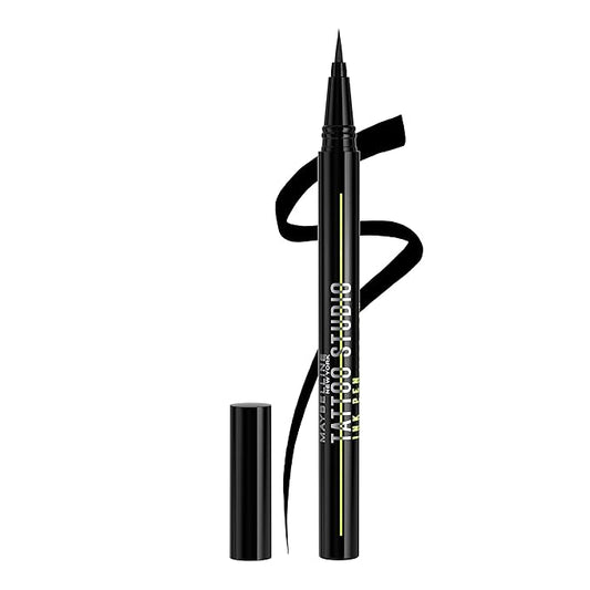 Maybelline Tattoo Studio Ink Pen Eyeliner, Waterproof & Smudge Resistant Liner, Up to 24 Hours Eye Makeup Wear, Jet Black, 1 Count