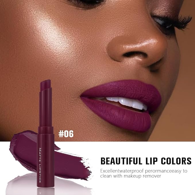 6-Color Velvet Matte Lipstick Balm-in-Pencil for Lips Makeup, Ultra Hydrating, Long-Lasting High lmpact Color Soft Finish, Waterproof Moisturized Lips