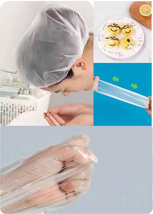 100 PCS Disposable Shower Caps Plastic Clear Hair Cap Elastic Waterproof Hair Bath Caps Thick Shower Cap for Women Hotel Hair Salon Travel Spa Home Use Beauty Salon Accessories Cleaning Supplies 20.5"