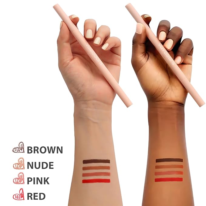 Matte Lip Liner Mechanical Pencil Ultra-Blendable Brown and Nude Dual Ended Two Color Retractable Lipliner Pigmented Smooth Creamy Textured Waterproof Smudge Proof Long Lasting Makeup