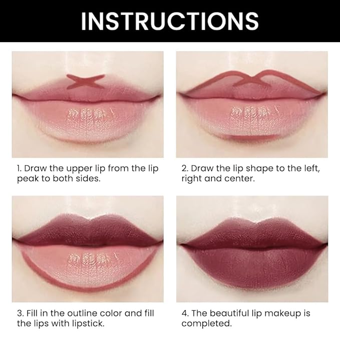 BINGBRUSH 2 IN 1 Lip Liner & Lipstick Makeup Set, Dark Red Matte Metallic Lipliner Set for Black Mature Women Waterproof Long Lasting Gift Set (3Pcs Set13-Matte:34#35#36#, 3Pcs)