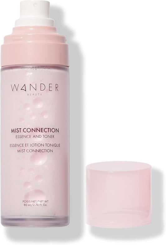Wander Beauty Mist Connection Essence and Toner - 8-in-1 pH Balancing & Hydrating Facial Mist - Glowy Skin Care with Niacinamide, Hyaluronic Acid, Evening Primrose & Avocado - Alcohol-Free - 2.7 fl oz