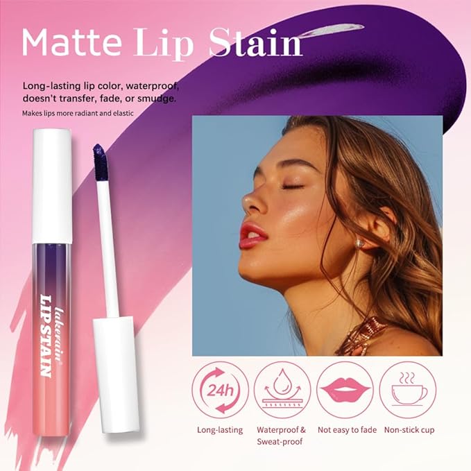 2PCS Pipe-off lip liner stain,line tattoo high-color Tint,Smudge-Proof,Waterproof,light brown/dark brown/burgundy long-lasting,Nude Matte Tint,Non-Fading, Full Coverage（#1+#3）