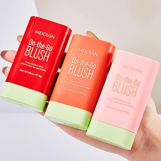 Multi-Use Blush Stick,Cream Contour Stick, for Sculpt the Cheeks, Waterproof Natural Nude Makeup,Tinted Solid Moisturizer Stick for Eyes Lips Cheek (Orange, 0.6.oz)