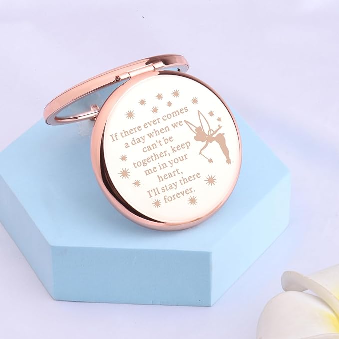 LQRI Faily Cartoon Tales Pocket Mirror Fairy Pixie Cartoon Fans Gifts Cartoon Movie Gift Makeup Mirror Inspiration Gift Friendship Gift (Rose Gold)