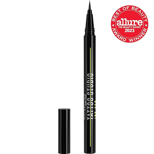 Maybelline Tattoo Studio Ink Pen Liquid Eyeliner, Up to 24 Hours of Wear, Waterproof & Smudge-Resistant Make Up, Matte Black, 1 Count
