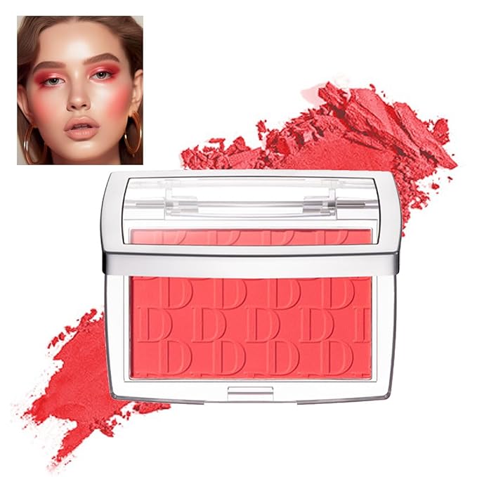 Blush Powder Palette, Multi-Use Matte Makeup Blush Palette for Cheeks, Eyes, Long-Lasting, Natural Look, Complements All Skin Tones, Vegan, High Pigmented (Cherry, Normal)